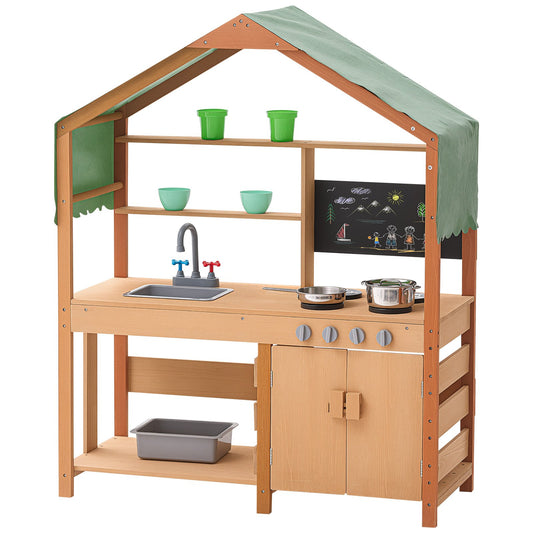 Wooden Mud Kitchen Outdoor Play Set Kids Pretend Playset Toy