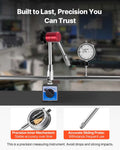 Dial Test Indicator with Magnetic Flexible Base Stand, 0.03 mm Accuracy, 0-25.4mm Range, Fine Adjustable Long Arm, Professional for Machine Set-Up, Narrow Area Measurement, Easy to Read