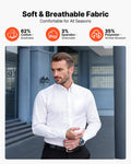 Men's Long Sleeve Button Up Shirt White Slim Fit Wrinkle-free
