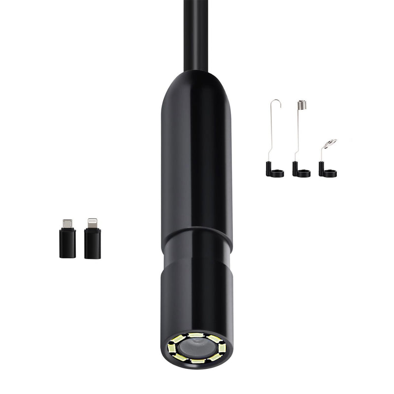 Endoscope Camera with Light, 1920P HD Borescope for Android & IOS, 8 LED Lights Inspection Camera with 5m Semi-Rigid Cable, 2X Zoom, IP67 Waterproof Snake Scope Camera for Auto, Plumbing