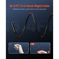 Endoscope Camera with Light, 1920P HD Borescope for Android & IOS, 8 LED Lights Inspection Camera with 5m Semi-Rigid Cable, 2X Zoom, IP67 Waterproof Snake Scope Camera for Auto, Plumbing