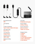 Endoscope Camera 1920P HD 8 LED IP67 Waterproof 5m Semi-Rigid Cable