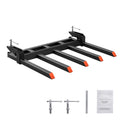 Clamp on Debris Forks to 1200 mm Bucket, 1200 kg Capacity Heavy Duty Clamp on Pallet Forks Attachments, Fit for Loader Bucket Skidsteer Tractor to Clean up Fallen Limbs Debris or Yard Wwaste