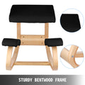 Wooden Ergonomic Kneeling Chair Memory Seat Cushion Relieving Body Black