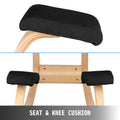 Wooden Ergonomic Kneeling Chair Memory Seat Cushion Relieving Body Black