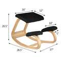 Wooden Ergonomic Kneeling Chair Memory Seat Cushion Relieving Body Black