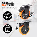 Caster Wheels 127mm Set 4 Swivel Lock Heavy Duty 204kg PVC