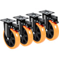 Caster Wheels 152.4mm Swivel Set 4 Heavy Duty 318kg Lock PVC