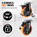 Caster Wheels 152.4mm Swivel Set 4 Heavy Duty 318kg Lock PVC