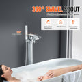 Freestanding Bath Tub Faucet Floor Mount Mixer Tap Swivel Spout