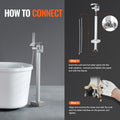 Freestanding Bath Tub Faucet Floor Mount Mixer Tap Swivel Spout