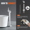 VEVOR Freestanding Bath Faucet Floor Mount 360° Swivel Shower Mixer Taps
