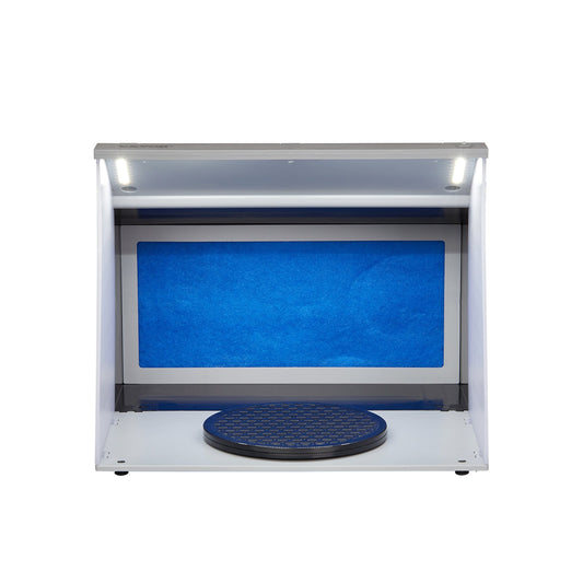 Airbrush Spray Booth Portable 4 LED Light Dual Fan Turntable Hose