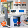 Airbrush Spray Booth Portable 4 LED Light Dual Fan Turntable Hose