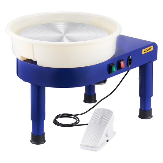Pottery Wheel, 35 cm Ceramic Wheel Forming Machine, 60-300 RPM Speed Adjustable Foot Pedal, Adjustable Lift Leg, Detachable Basin, Complete Tool Accessory Kit for Work Art Craft DIY, Blue