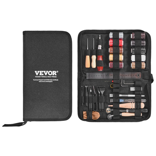 Leather Working Tools Kit, 38 PCS Leather Craft Tools with Portable Canvas Storage Bag, Engraving Punching Sewing Stamping Cutting Tools, Ideal for Beginners DIY Enthusiasts and Professionals
