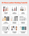 Leather Working Tools Kit 61 PCS Canvas Bag Craft Stamping