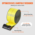 Winch Straps 10.2cm x 9.1m 2.7T Load 10 Pack Yellow Truck Tie