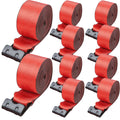 Winch Straps, 10.2 cm x 9.1 m, 2.7T Load Capacity, 8.2T Breaking Strength, Truck Straps with Flat Hook, Flatbed Tie Downs Cargo Control for Trailers, Farms, Rescues, Tree Saver, Red (10 Pack)