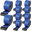 Winch Straps, 10.2 cm x 9.1 m, 2.7T Load Capacity, 8.2T Breaking Strength, Truck Straps with Flat Hook, Flatbed Tie Downs Cargo Control for Trailers, Farms, Rescues, Tree Saver, Blue (10 Pack)