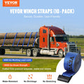 Winch Straps 10.2cm x 9.1m 2.7T Load 8.2T Breaking 10 Pack Blue
