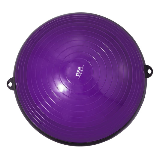 Half Exercise Ball Trainer, 23 inch Balance Ball Trainer, 660lbs Stability Ball, Yoga Ball with Resistance Bands & Foot Pump, Strength Fitness Ball for Home Gym, Full Body Workout, Purple