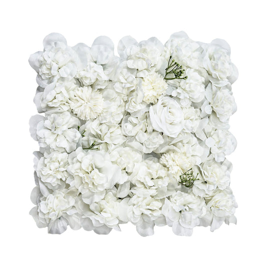 3D Flower Wall Panel 24pcs 15x15" White Artificial Floral Backdrop