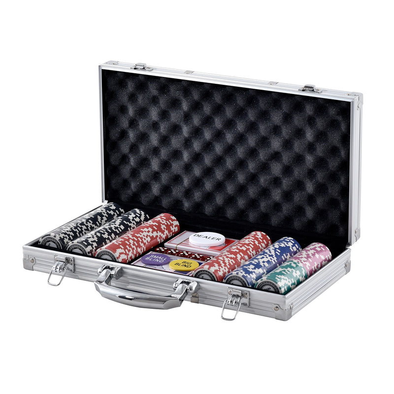 VEVOR Poker Chip Set 300pc 11.5g Casino Chips Cards Dice Aluminum Case