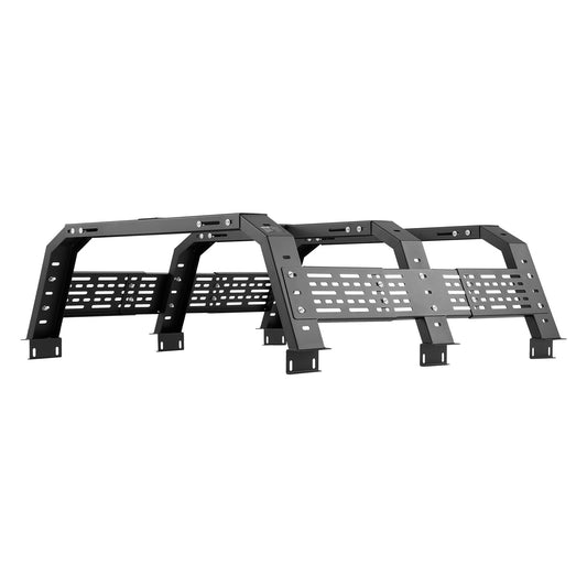 Overland Truck Bed Rack, 125-172.5 cm Width, Adjustable Overland Bed Cargo Rack with Sidebar, 408.2 kg Static Load Capacity, Heavy Duty Steel, for Mid-Size Trucks, Fit Tacoma / Gladiator JT
