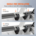 Truck Ladder Rack 363lbs Capacity Adjustable 19-34in Aluminum 8 C-clamps