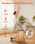 Pilates Chair Split-Pedal Stability Combo w/ Handles Rubber Wood