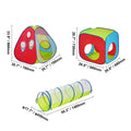 3 in 1 Kids Play Tent with Tunnel for Boys, Girls, Babies and Toddlers, Indoor/Outdoor Pop Up Playhouse with Carrying Bag & Banding Straps as Birthday Gifts, Red/Yellow/Blue Multicolor