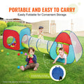 3 in 1 Kids Play Tent Tunnel Pop Up Playhouse Red Yellow Blue