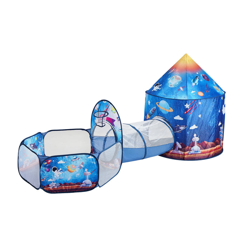 3 in 1 Kids Play Tent Tunnel Popup Playhouse Royal Blue Rocket