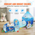 3 in 1 Kids Play Tent Tunnel Basketball Hoop Pop Up Indoor Outdoor