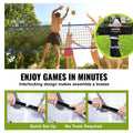 Portable Volleyball Net Set Adjustable Height Steel Poles Pump Bag