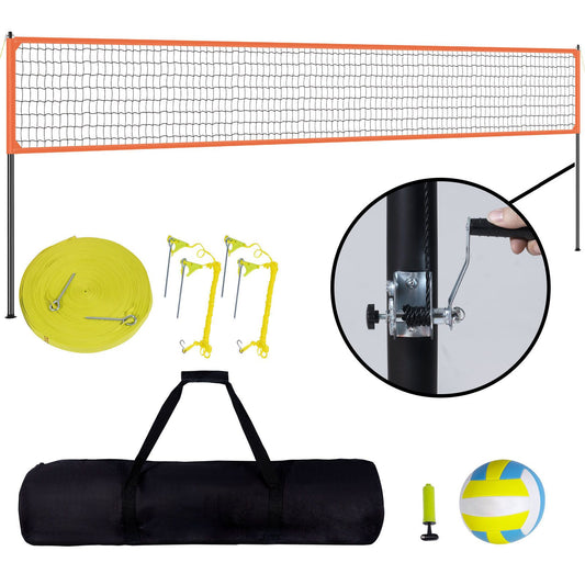 Outdoor Portable Volleyball Net System, Adjustable Height Aluminum Poles, Professional Volleyball Set with PVC Volleyball, Pump, Carrying Bag, Heavy Duty Volleyball Net for Backyard, Beach, Lawn