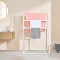 8-Bar Towel Rack Outdoor PVC Poolside Spa Bathroom White
