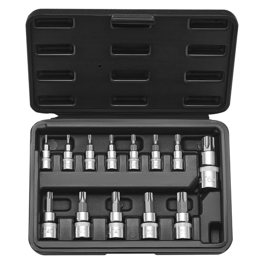Torx Bit Socket Set 13pc T8-T60 S2 Alloy Steel 1/4 3/8 1/2in