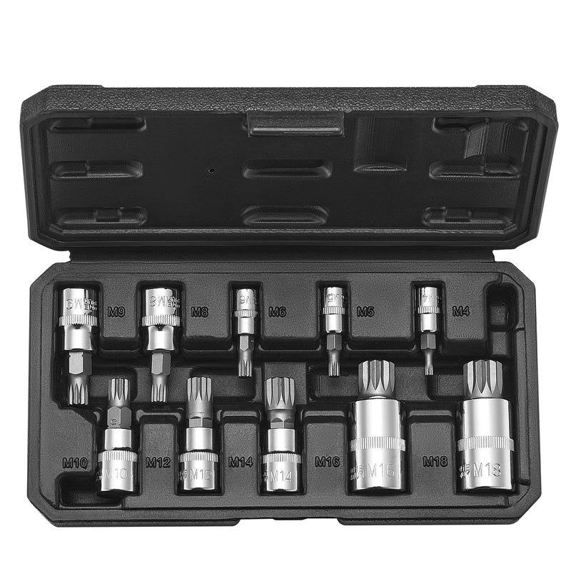 XZN Triple Square Spline Bit Socket 10 Piece M4-M18 Cr-V Steel