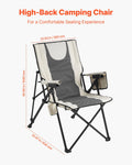 Folding Camping Chair 3 Positions 260lbs Padded High Back Armrest