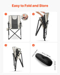 Folding Camping Chair 3 Positions 260lbs Padded High Back Armrest