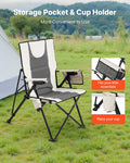 Folding Camping Chair 3 Positions 260lbs Padded High Back Armrest