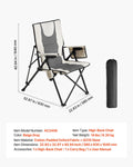 Folding Camping Chair 3 Positions 260lbs Padded High Back Armrest