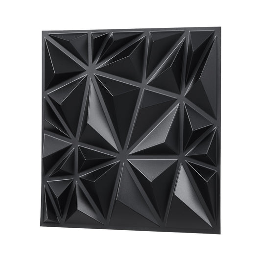 3D Wall Panels 33-Pack 30x30cm PVC Diamond Matte Black