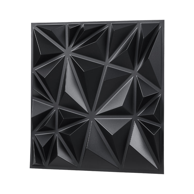 3D Wall Panels 33-Pack 30x30cm PVC Diamond Matte Black