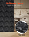 3D Wall Panels 33-Pack 30x30cm PVC Diamond Matte Black