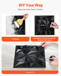 3D Wall Panels 33-Pack 30x30cm PVC Diamond Matte Black