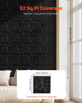 3D Wall Panels 33-Pack 30x30cm PVC Diamond Matte Black