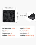 3D Wall Panels 33-Pack 30x30cm PVC Diamond Matte Black